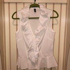 White Ralph Lauren Ruffle Blouse